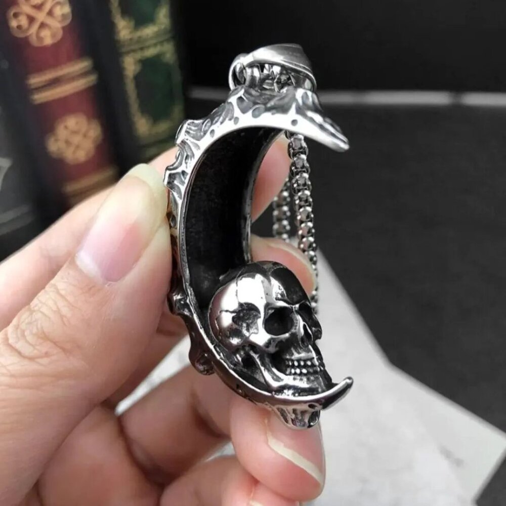 Skull in the Moon | Space Craters | Gothic Punk Alternative Emo Wiccan Creepy